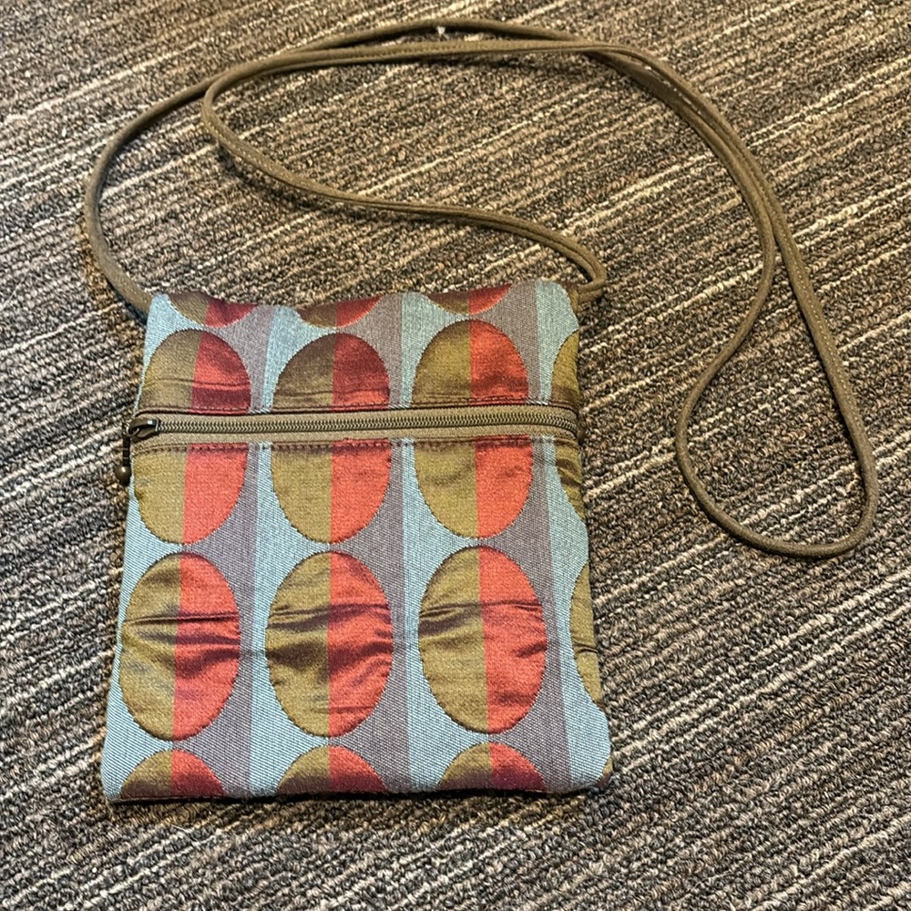MARUCA Crossbody Art Purse Pocketbook Zipper Artist Made Design Oval Pattern